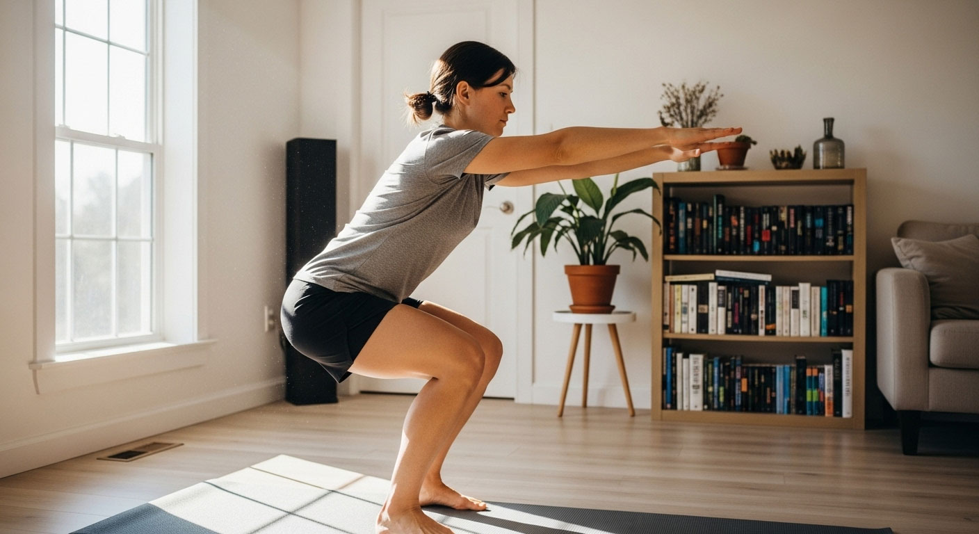 woman doing Squats at home workout